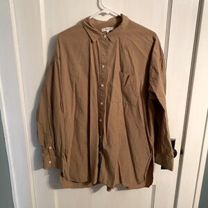 Oversized Madewell tan button up
